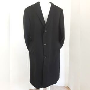 CALVIN KLEIN Black Wool Blend Long Dress Overcoat Sz 42R - EUC